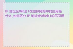 IP 地址全0和全1在虚拟网络中的应用是什么_如何区分 IP 地址全0和全1的不同用途