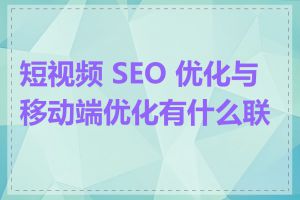 短视频 SEO 优化与移动端优化有什么联系