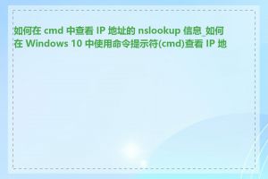 如何在 cmd 中查看 IP 地址的 nslookup 信息_如何在 Windows 10 中使用命令提示符(cmd)查看 IP 地址