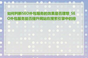 如何判断SEO外包服务的效果是否理想_SEO外包服务能否提升网站在搜索引擎中的排名