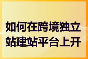 如何在跨境独立站建站平台上开店