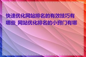 快速优化网站排名的有效技巧有哪些_网站优化排名的小窍门有哪些