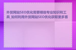 外贸网站SEO优化需要哪些专业知识和工具_如何利用外贸网站SEO优化获取更多客户