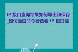 IP 接口查询结果如何导出和保存_如何通过命令行查看 IP 接口信息