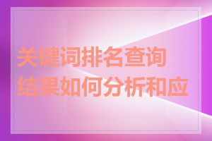 关键词排名查询结果如何分析和应用