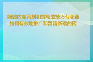 网站内容策划和撰写的技巧有哪些_如何有效地推广和营销新建的网站