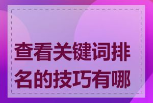 查看关键词排名的技巧有哪些