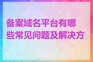 备案域名平台有哪些常见问题及解决方案