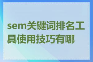 sem关键词排名工具使用技巧有哪些