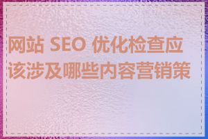 网站 SEO 优化检查应该涉及哪些内容营销策略