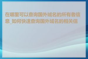 在哪里可以查询国外域名的所有者信息_如何快速查询国外域名的相关信息