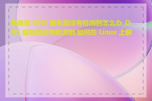 路由器 DNS 服务器没有检测到怎么办_DNS 服务器没有检测到,如何在 Linux 上解决