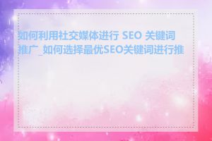 如何利用社交媒体进行 SEO 关键词推广_如何选择最优SEO关键词进行推广