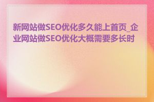 新网站做SEO优化多久能上首页_企业网站做SEO优化大概需要多长时间