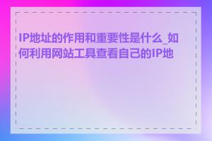 IP地址的作用和重要性是什么_如何利用网站工具查看自己的IP地址