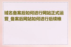 域名备案后如何进行网站正式运营_备案后网站如何进行后续维护