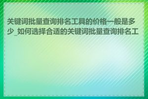 关键词批量查询排名工具的价格一般是多少_如何选择合适的关键词批量查询排名工具