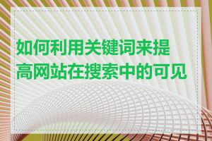 如何利用关键词来提高网站在搜索中的可见度