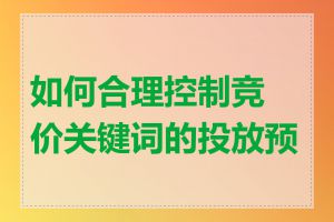 如何合理控制竞价关键词的投放预算