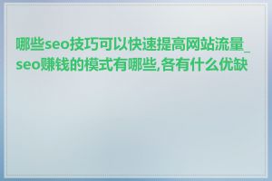 哪些seo技巧可以快速提高网站流量_seo赚钱的模式有哪些,各有什么优缺点