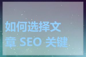 如何选择文章 SEO 关键词