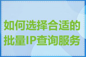 如何选择合适的批量IP查询服务商