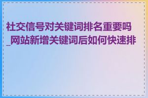 社交信号对关键词排名重要吗_网站新增关键词后如何快速排名