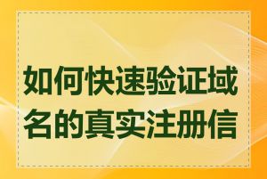 如何快速验证域名的真实注册信息