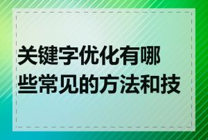 关键字优化有哪些常见的方法和技巧