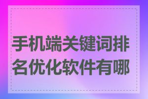 手机端关键词排名优化软件有哪些