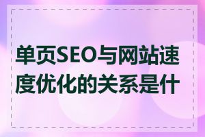 单页SEO与网站速度优化的关系是什么