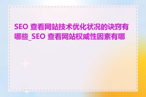 SEO 查看网站技术优化状况的诀窍有哪些_SEO 查看网站权威性因素有哪些