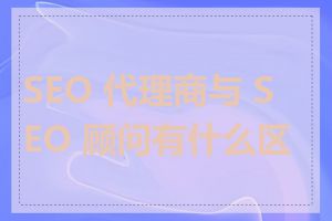 SEO 代理商与 SEO 顾问有什么区别