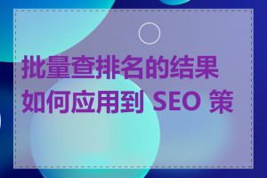 批量查排名的结果如何应用到 SEO 策略