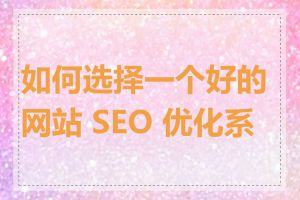 如何选择一个好的网站 SEO 优化系统