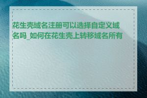 花生壳域名注册可以选择自定义域名吗_如何在花生壳上转移域名所有权