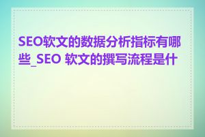 SEO软文的数据分析指标有哪些_SEO 软文的撰写流程是什么