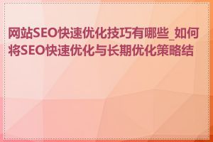 网站SEO快速优化技巧有哪些_如何将SEO快速优化与长期优化策略结合