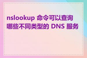 nslookup 命令可以查询哪些不同类型的 DNS 服务器