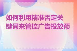 如何利用精准否定关键词来管控广告投放预算