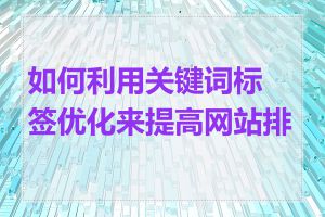 如何利用关键词标签优化来提高网站排名