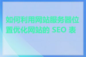 如何利用网站服务器位置优化网站的 SEO 表现