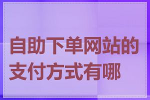 自助下单网站的支付方式有哪些