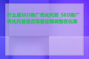 什么是SEO推广优化托管_SEO推广优化托管是否需要定期调整优化策略