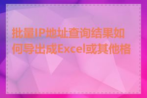 批量IP地址查询结果如何导出成Excel或其他格式