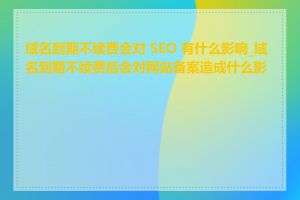 域名到期不续费会对 SEO 有什么影响_域名到期不续费后会对网站备案造成什么影响