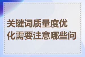 关键词质量度优化需要注意哪些问题