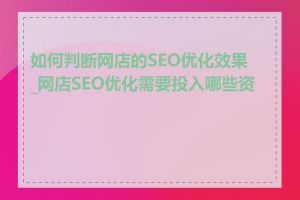 如何判断网店的SEO优化效果_网店SEO优化需要投入哪些资源