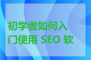 初学者如何入门使用 SEO 软件