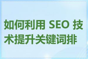 如何利用 SEO 技术提升关键词排名